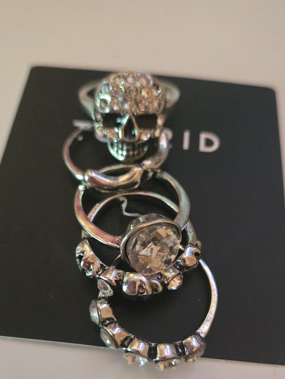 Torrid silver Crystal Skull  Ring Stack Set - Women Jewelry